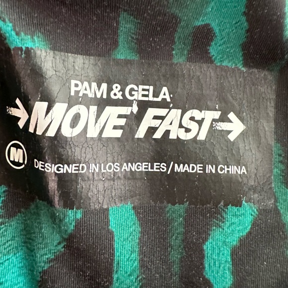 Pam & Gela Ocelot Curved Hem leggings tights green black size medium - Picture 13 of 16